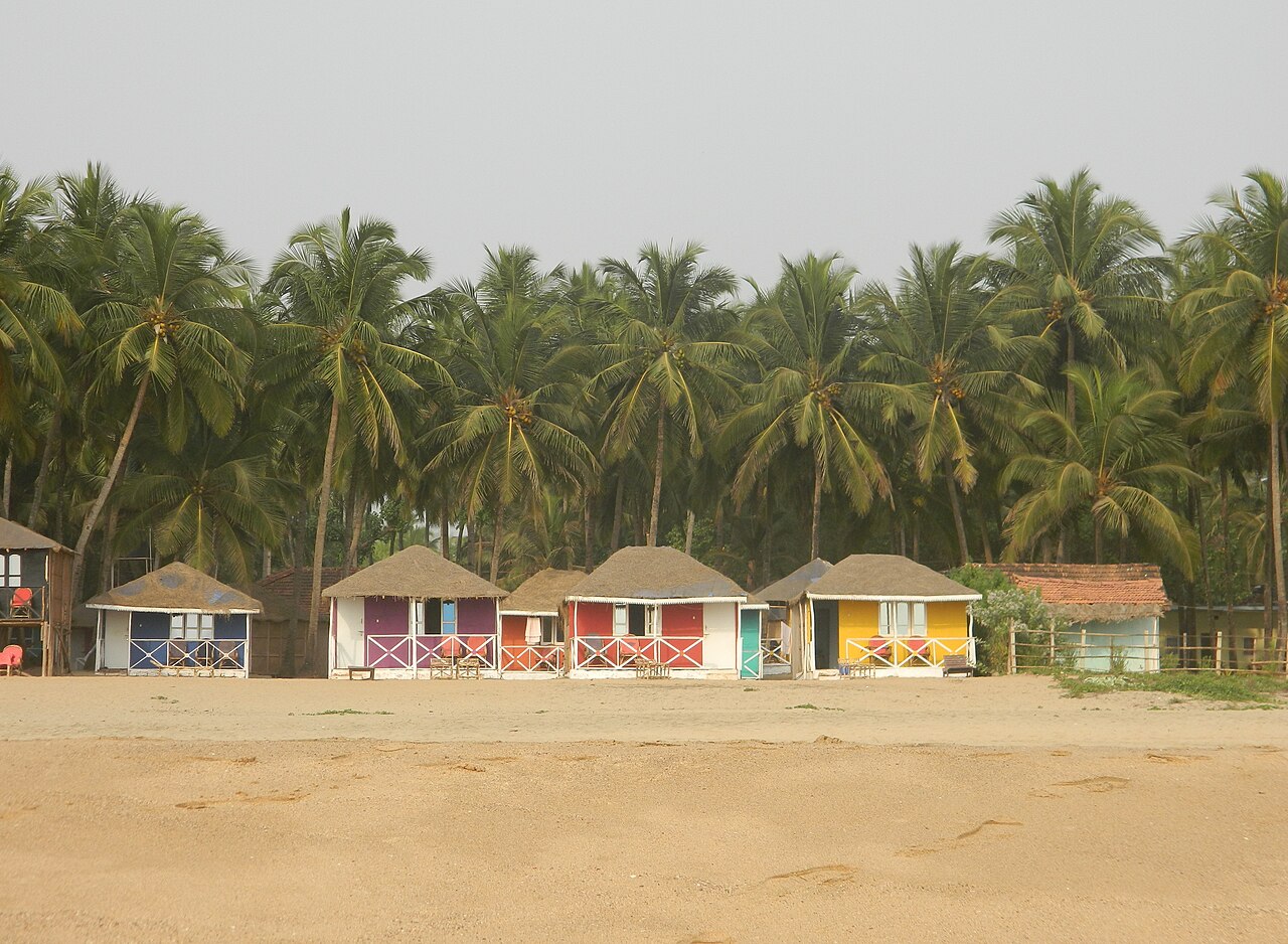 Beach huts on Agonda Beach in South Goa